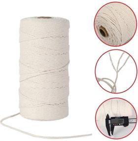 img 3 attached to 🧵 2mm x 656 ft Macrame Cord - 100% Natural Cotton Rope for Handmade Wall Hanging, Plant Hangers, Crafts, Knitting, Dream Catcher, DIY - Twisted 3 Strand Cotton Macrame Rope