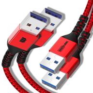 🔌 2 набора usb a к usb a 3.0 кабель (6.6 футов + 6.6 футов), кабель brexlink usb мужской мужской для улучшенной совместимости с жесткими дисками, охладителями для ноутбуков, приставками, dvd-плеерами, принтерами, камерами (красный) логотип