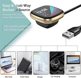 img 1 attached to 🔌 Зарядная Док-станция Maledan для Fitbit Sense & Versa 3 - 2 шт. USB-кабель для зарядки для умных часов Sense