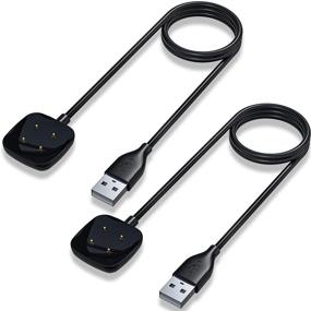 img 4 attached to 🔌 Зарядная Док-станция Maledan для Fitbit Sense & Versa 3 - 2 шт. USB-кабель для зарядки для умных часов Sense