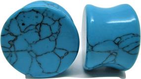 img 1 attached to Turquoise Stone Ear Plugs Double