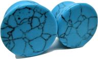 turquoise stone ear plugs double logo