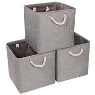 📦 syeeiex foldable cube storage bin organizer, fabric bins for nursery home and bedroom, grey, 3-pack with handles logo