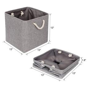 img 3 attached to 📦 Syeeiex Foldable Cube Storage Bin Organizer, Fabric Bins for Nursery Home and Bedroom, Grey, 3-Pack with Handles