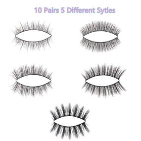 img 2 attached to 👁️ CINLITEK Magnetic Eyelashes and Eyeliner Kit, 10 Pairs of Reusable Magnetic Lashes in 5 Styles, Includes 2 Magnetic Eyeliners, Natural Look Silk False Eyelashes, No Glue Required