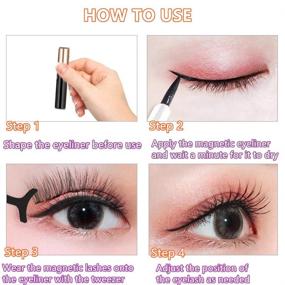 img 1 attached to 👁️ CINLITEK Magnetic Eyelashes and Eyeliner Kit, 10 Pairs of Reusable Magnetic Lashes in 5 Styles, Includes 2 Magnetic Eyeliners, Natural Look Silk False Eyelashes, No Glue Required