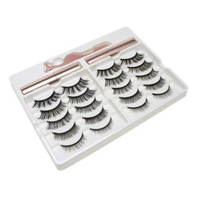 img 3 attached to 👁️ CINLITEK Magnetic Eyelashes and Eyeliner Kit, 10 Pairs of Reusable Magnetic Lashes in 5 Styles, Includes 2 Magnetic Eyeliners, Natural Look Silk False Eyelashes, No Glue Required