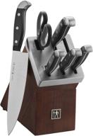 j.a. henckels international statement 7-piece knife set with knife sharpener - professional chef knife set, dark brown logo