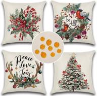 cirzone christmas throw pillow covers: waterproof outdoor cotton linen pillow covers 18x18 - set of 4 - perfect for farmhouse home decor logo