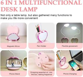 img 2 attached to Adorable Pink LED Desk Lamp for Kids & Girls with USB Charging Port, Pen Holder, and Phone Stand - Ideal for Study, Dorms, Bedroom, and Reading