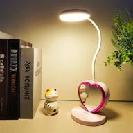 adorable pink led desk lamp for kids & girls with usb charging port, pen holder, and phone stand - ideal for study, dorms, bedroom, and reading логотип