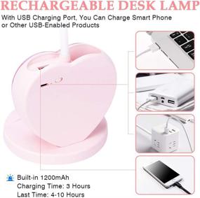 img 1 attached to Adorable Pink LED Desk Lamp for Kids & Girls with USB Charging Port, Pen Holder, and Phone Stand - Ideal for Study, Dorms, Bedroom, and Reading