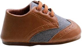 img 3 attached to Kuner Baby Boys Brown PU Leather Canvas Rubber Sole Outdoor First Walkers Shoes for 6-24 Month Olds