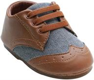 kuner baby boys brown pu leather canvas rubber sole outdoor first walkers shoes for 6-24 month olds logo