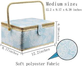 img 3 attached to 🧵 Blue Flower Pattern Sewing Basket Organizer with Accessories and DIY Sewing Kits for Adults - Large Size Supplies