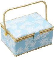 🧵 blue flower pattern sewing basket organizer with accessories and diy sewing kits for adults - large size supplies logo