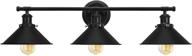 enhance your bathroom with stylish bathroom vanity light fixtures - farmhouse wall sconce industrial kitchen wall lighting with matte black cone metal shade (3 light) логотип