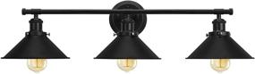 img 4 attached to Enhance Your Bathroom with Stylish Bathroom Vanity Light Fixtures - Farmhouse Wall Sconce Industrial Kitchen Wall Lighting with Matte Black Cone Metal Shade (3 Light)