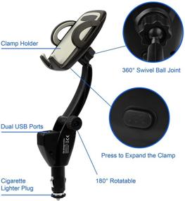 img 2 attached to 📱 Car Phone Holder and Charger, Moclever Dual USB Charging Ports Compatible with Huawei Mate SE Mate 10 Porsche P20 Lite ANE-LX3 iPhone 8 X 7 6s 6 5s Samsung S8 S7 S5