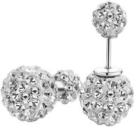 dib 925 sterling silver sparkling crystal rhinestone double sided front 💎 back ball stud earrings - stunning accessories for women & girls (10mm) logo