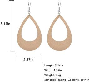 img 1 attached to Geometric Wooden Leather Teardrop Earrings