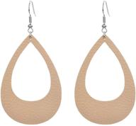 geometric wooden leather teardrop earrings logo