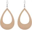 geometric wooden leather teardrop earrings logo