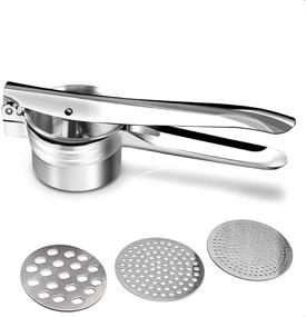 img 4 attached to Premium Stainless Steel Potato Ricer Masher with 3 Interchangeable Discs - Ideal for Fruits, Vegetables, Baby Food, Easy to Clean - Manual Potato Press for Enhanced SEO