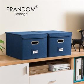 img 3 attached to PRANDOM File Organizer Box - Set Of 1 Collapsible Decorative Linen Filing Storage Hanging File Folders With Lids Office Cabinet Letter Size Royal Blue (15X12