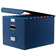 prandom file organizer box - set of 1 collapsible decorative linen filing storage hanging file folders with lids office cabinet letter size royal blue (15x12 логотип