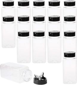 img 4 attached to 🌶️ Tosnail 16 Pack 17 Fluid Oz Clear Plastic Spice Jars with Black Lids - Perfect Seasoning Organizer and Spice Containers