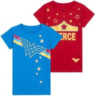 🔥 wonder woman girls fierce capped t-shirt 2-pack set: embrace the power! logo