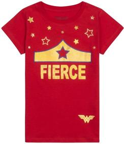 img 1 attached to 🔥 Wonder Woman Girls Fierce Capped T-Shirt 2-Pack Set: Embrace the Power!