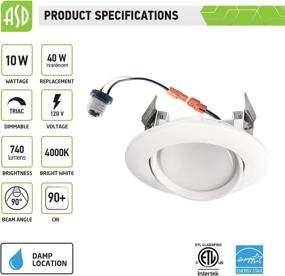 img 3 attached to ASD 4 inch Swivel Gimbal LED Recessed Light - Adjustable Ceiling Downlight - Dimmable Retrofit Kit 10W 740 Lm - 4000K Bright White - ETL Listed: Enhance Your Space with Versatile Lighting Solutions