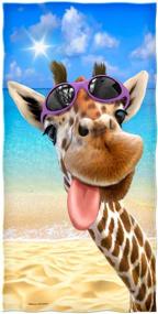 img 3 attached to 🦒 Giraffe Selfie Plush Cotton Beach Bath Pool Towel – Ultra-Soft and Velvety