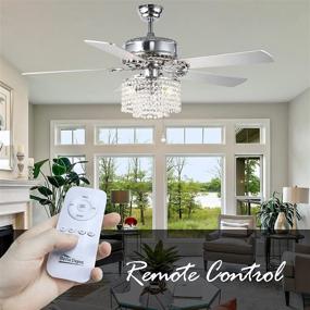 img 3 attached to 💎 Modern Crystal Ceiling Fan with Remote Control - 52 inch, Reversible Motor, 5 Reversible Wood Blades, Crystal Chandelier - Chrome Finish - Perfect for Home Decoration, Living Room, Bedroom