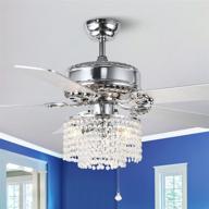 💎 modern crystal ceiling fan with remote control - 52 inch, reversible motor, 5 reversible wood blades, crystal chandelier - chrome finish - perfect for home decoration, living room, bedroom logo