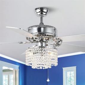 img 4 attached to 💎 Modern Crystal Ceiling Fan with Remote Control - 52 inch, Reversible Motor, 5 Reversible Wood Blades, Crystal Chandelier - Chrome Finish - Perfect for Home Decoration, Living Room, Bedroom