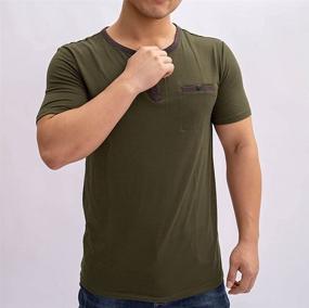 img 3 attached to Kaimimei Casual Henley Sleeve Workout Men's Clothing in Shirts