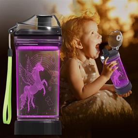 img 3 attached to Creative 3D Unicorn Glowing Water Bottle - Perfect Gift for Girl Child Granddaughter - 14 oz - Holiday Xmas