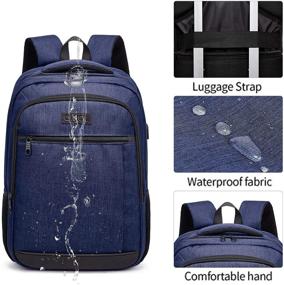 img 1 attached to QINOL Anti-Theft Travel Laptop Backpack with USB Charging Port - Water Resistant 15.6 Inch College Computer Bag for Men and Women in Blue