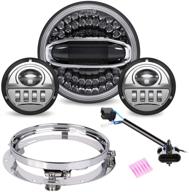 🏍️ 7 inch led headlight with halo drl + 4-1/2 passing lamps fog lights motorcycle headlamp kit set for harley davidson electra glide road king heritage softail - customized new style logo