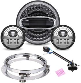 img 4 attached to 🏍️ 7-дюймовый LED-фара с круговым DRL + 4-1/2 дальним светом противотуманными фарами набор для мотоцикла Harley Davidson Electra Glide Road King Heritage Softail - Новый стиль по индивидуальному заказу
