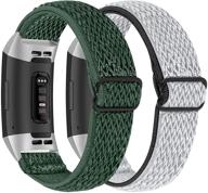 оптический эластичный браслет ocebeec, 2 штуки, подходит для fitbit charge 4/3/se - регулируемый 📿 дышащий наручный спортивный браслет из нейлонового материала в армейской зелени и черно-белого цвета для мужчин и женщин логотип