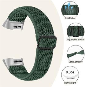 img 2 attached to Оптический эластичный браслет OCEBEEC, 2 штуки, подходит для Fitbit Charge 4/3/SE - регулируемый 📿 дышащий наручный спортивный браслет из нейлонового материала в армейской зелени и черно-белого цвета для мужчин и женщин