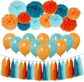 img 4 attached to Teal Party Decorations Bundle - Tissue Paper Pom Poms, Tissue Paper Tassel, Balloons Party Supplies for Birthday, Bachelorette Party, Festivals, Carnivals, Graduation