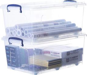 img 1 attached to 📦 32 Qt Superior Storage Container with Blue Handles - Opaque or Clear