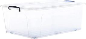 img 4 attached to 📦 32 Qt Superior Storage Container with Blue Handles - Opaque or Clear