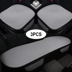 img 4 attached to UHeng 3 PCS Car Seat Covers Pad Ice Silk Non-Slip Breathable Cushion Mats, Auto Car Back Seat Protector Cover, Driver Seat Pads for Tailbone Coccyx and Back Pain Relief
