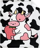 🍓 todeyya strawberry cow throw blanket - flannel fleece air conditioning quilt: best lightweight cozy plush blanket for sofa, chair, bedroom – small size: 50"x40" – perfect gift for kids logo